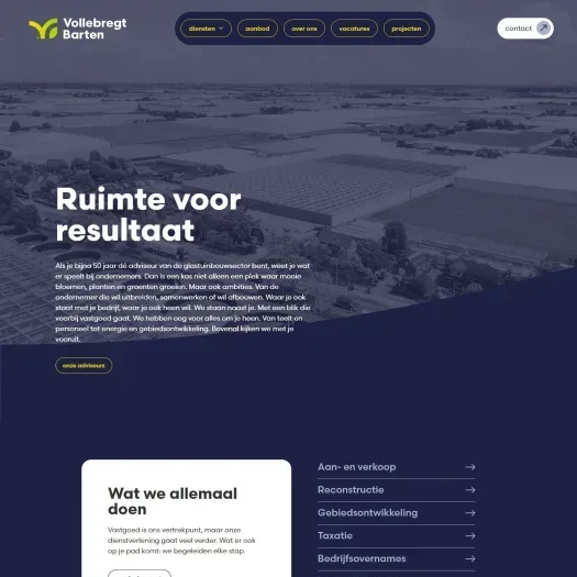 Screenshot van de website van www.volbar.nl