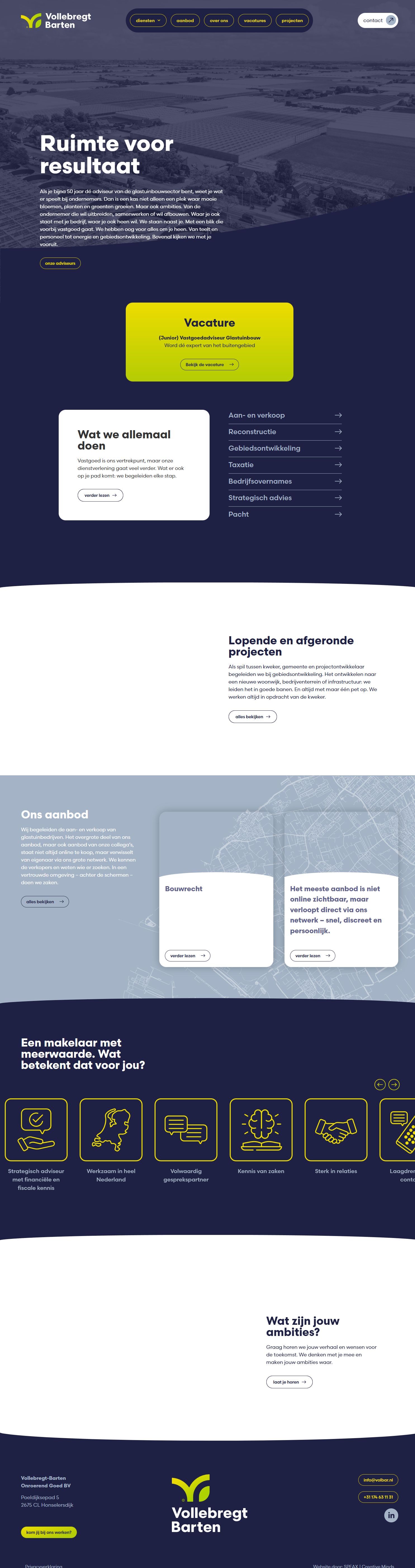 Screenshot der Website von www.volbar.nl