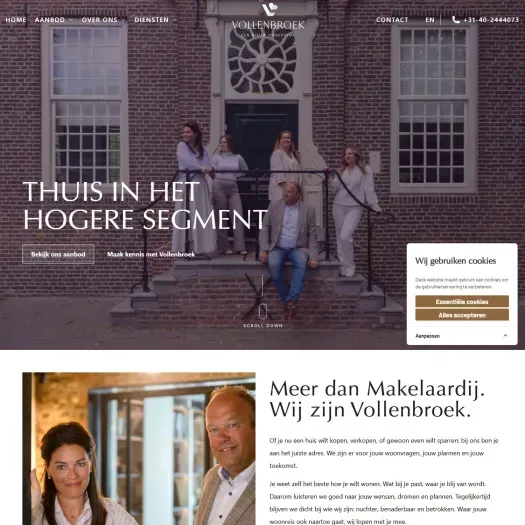 Screenshot of the website of www.vollenbroek.nl