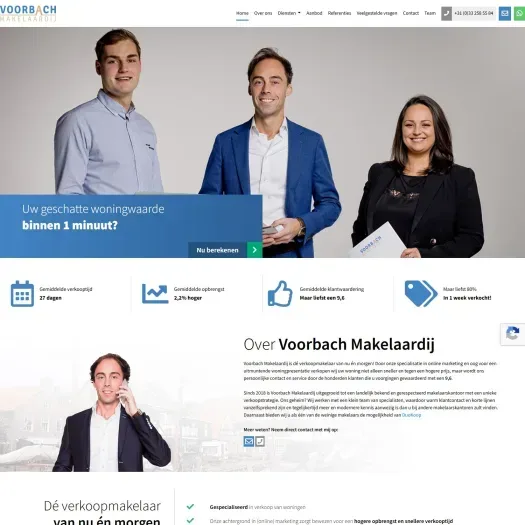 Screenshot van de website van voorbachmakelaardij.nl