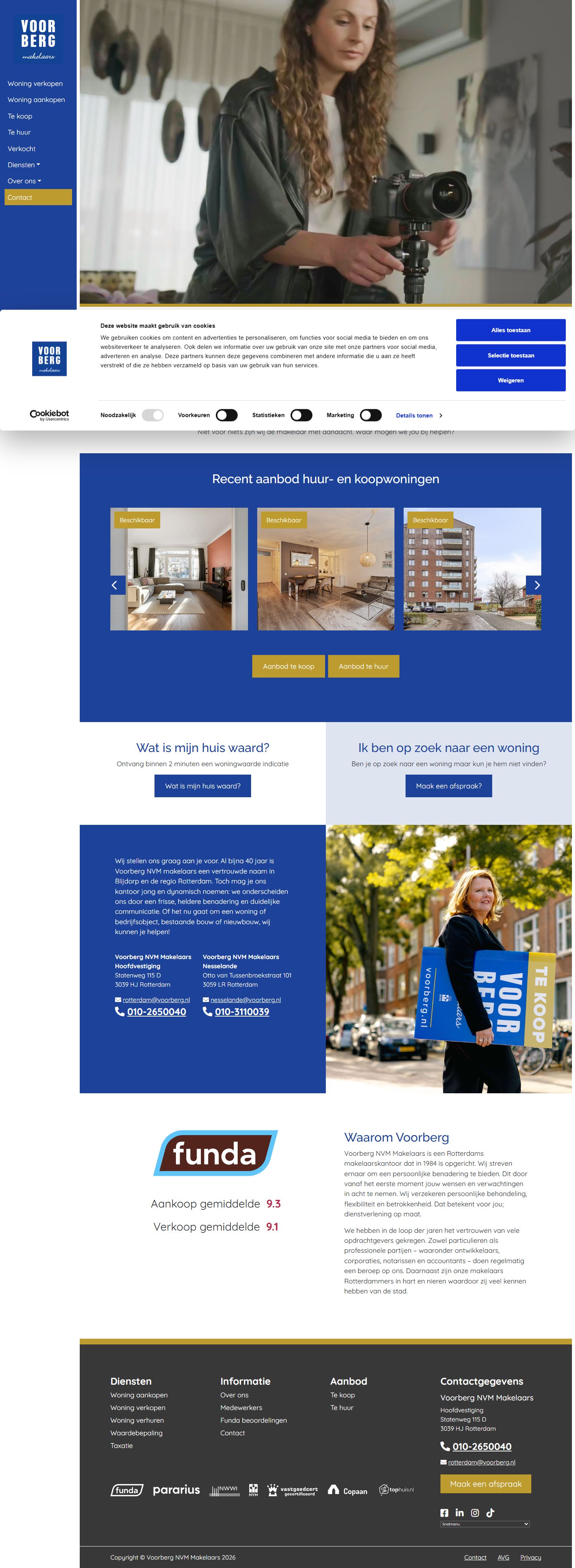 Screenshot of the website of www.voorberg.nl