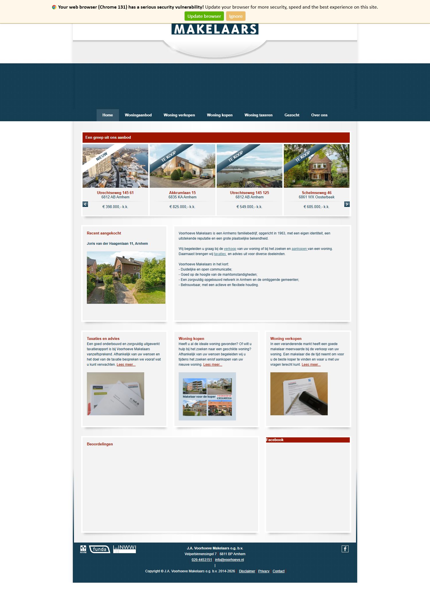 Screenshot van de website van www.voorhoeve.nl