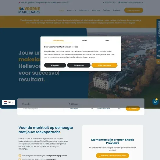Screenshot of the website of www.voornemakelaars.nl