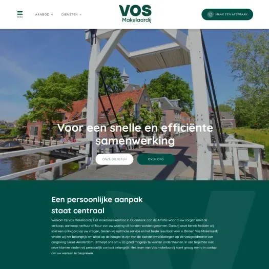 Screenshot van de website van www.vos-makelaardij.nl