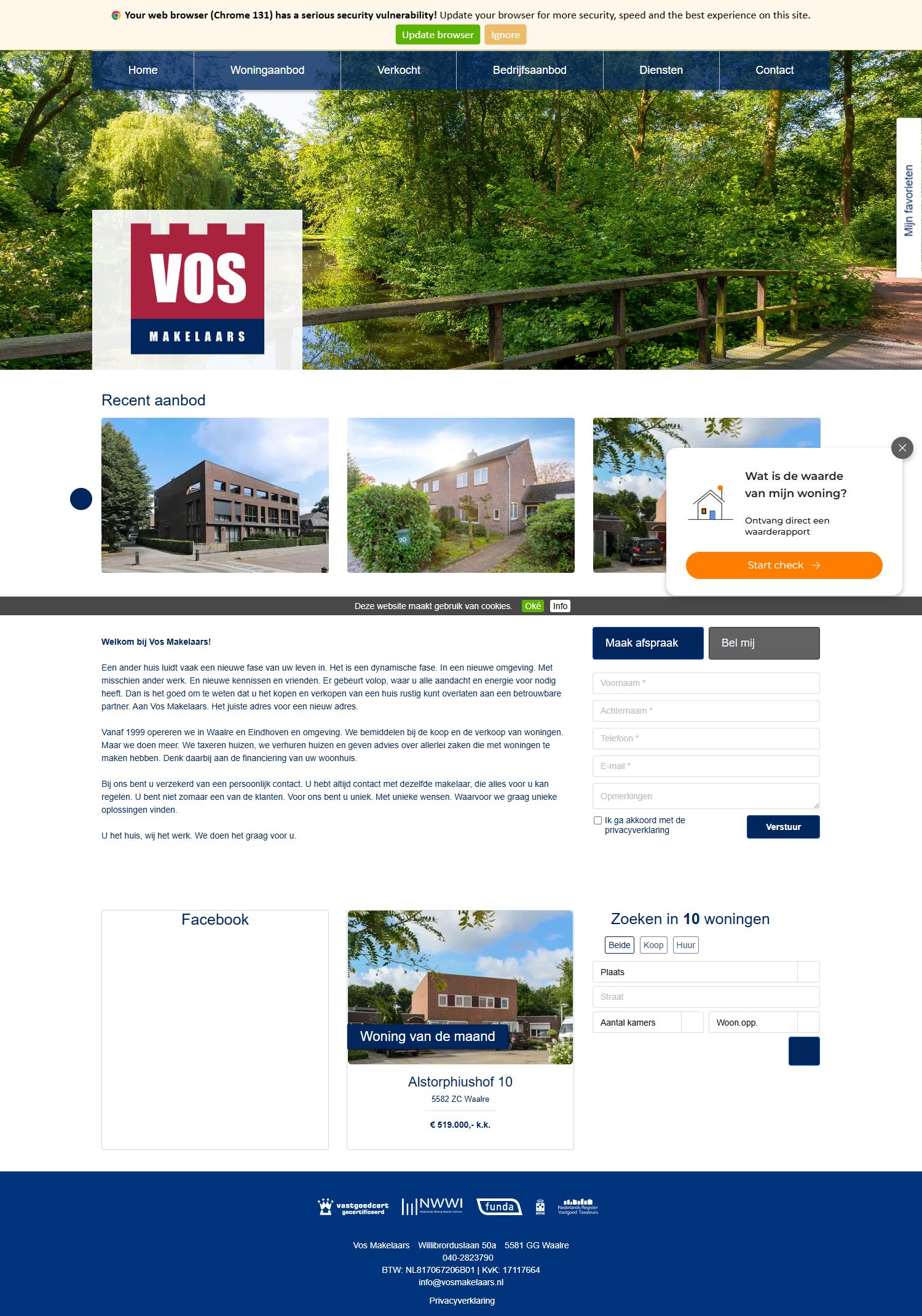 Screenshot der Website von www.vosmakelaars.nl