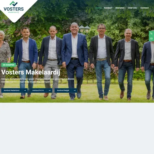 Screenshot van de website van www.vostersonroerendgoed.nl