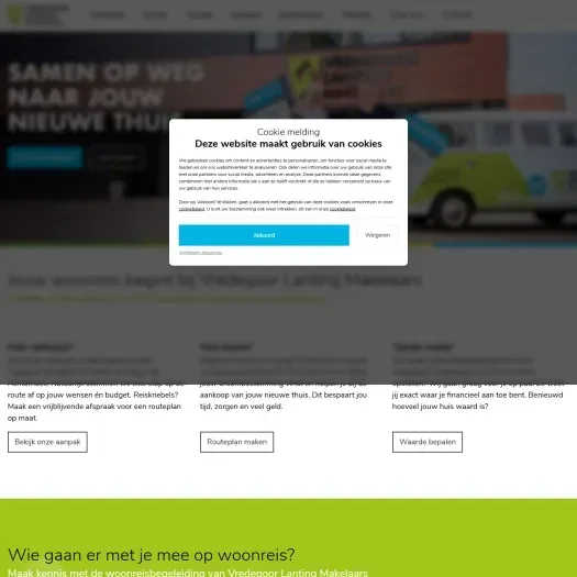 Screenshot of the website of www.vredegoorlanting.nl
