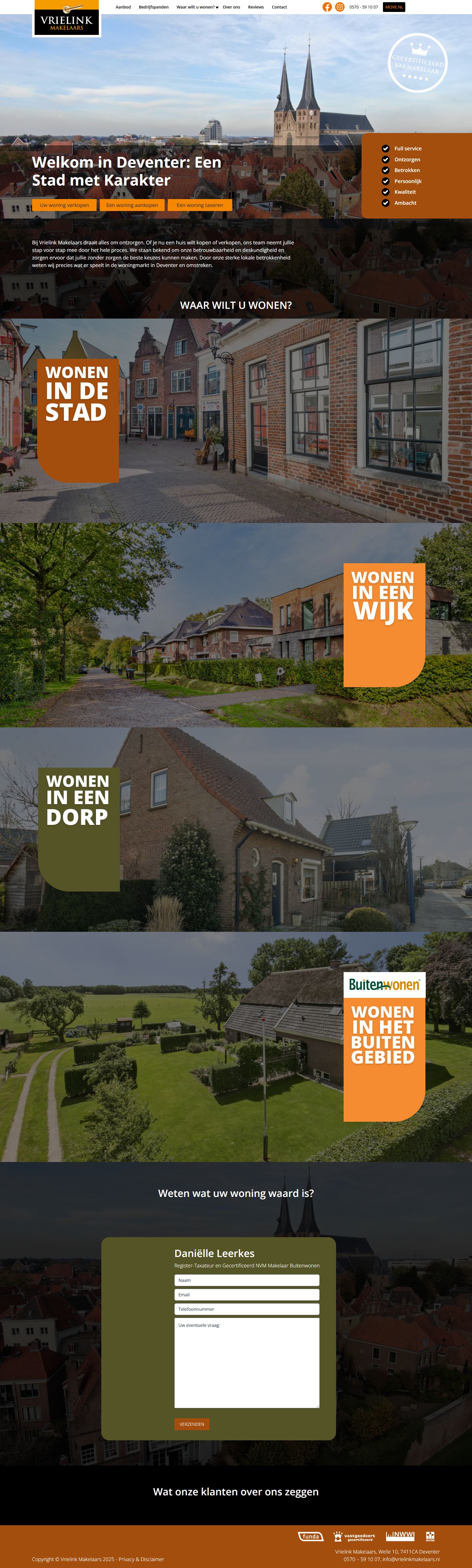 Screenshot der Website von www.vrielinkmakelaars.nl