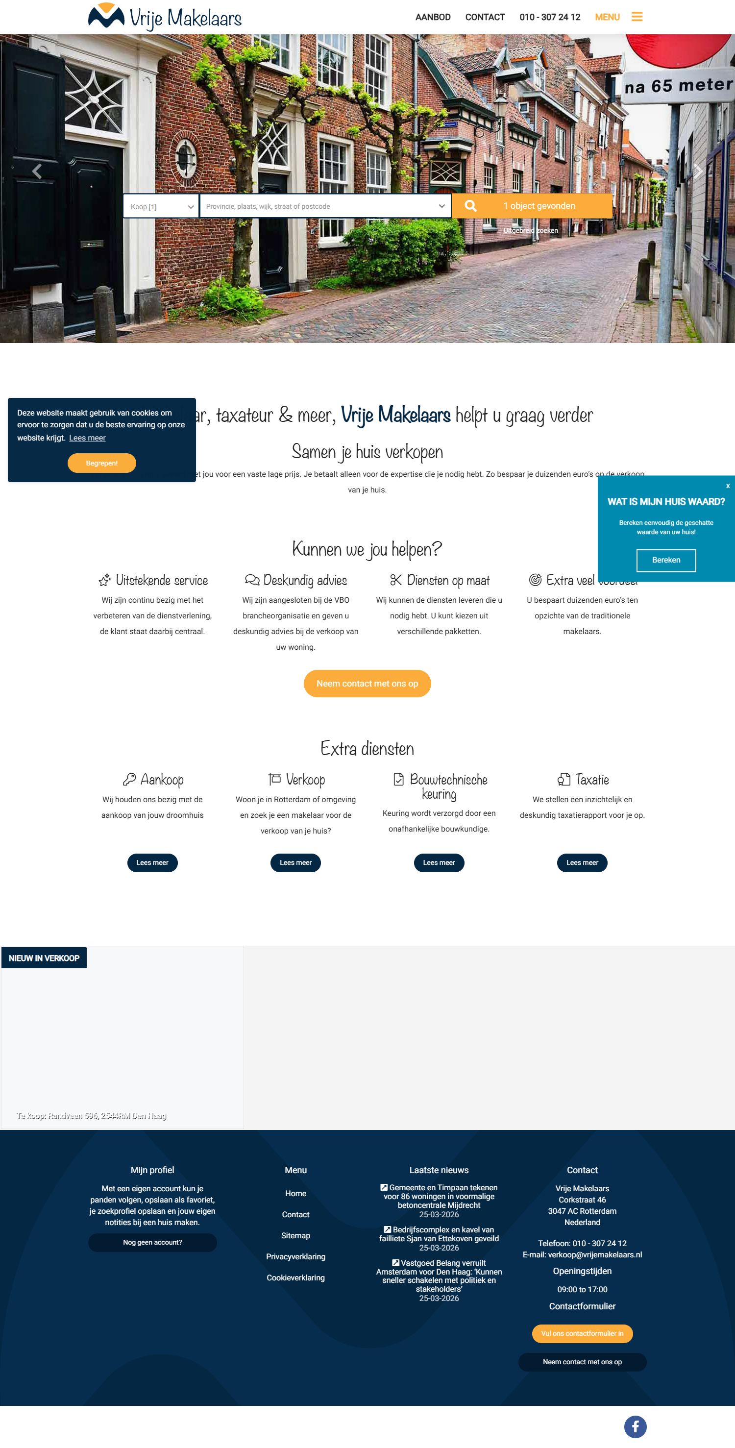 Screenshot van de website van www.vrijemakelaars.nl