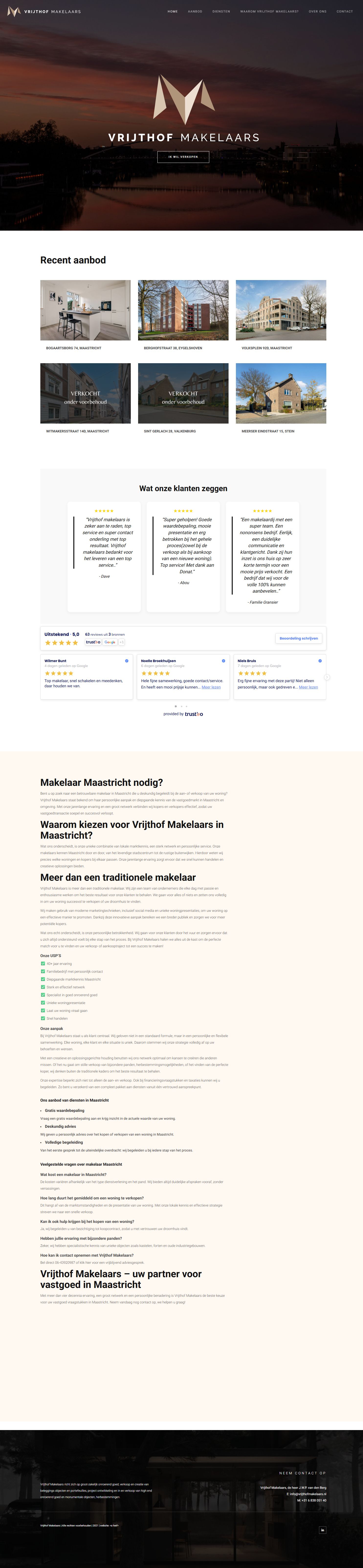 Screenshot der Website von www.vrijthofmakelaars.nl