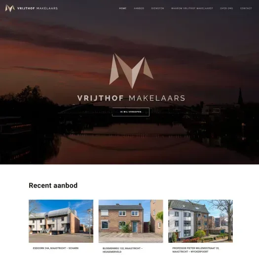 Screenshot of the website of vrijthofmakelaars.nl