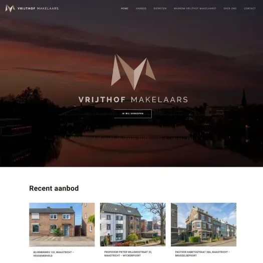 Screenshot van de website van www.vrijthofmakelaars.nl