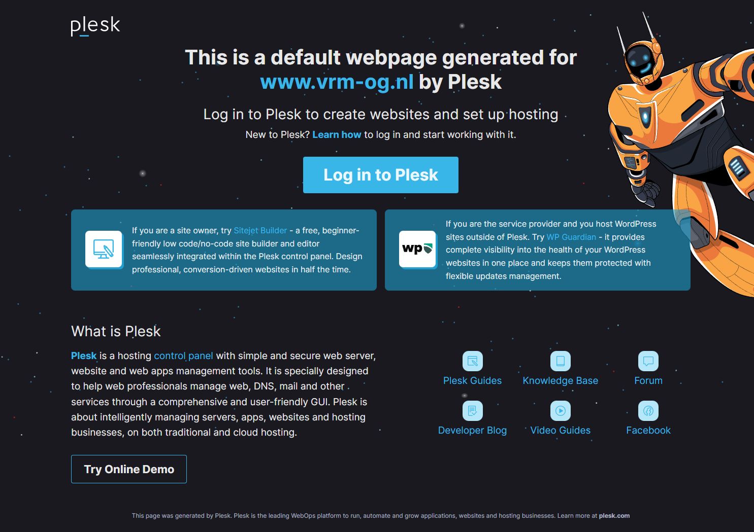 Screenshot of the website of www.vrm-og.nl