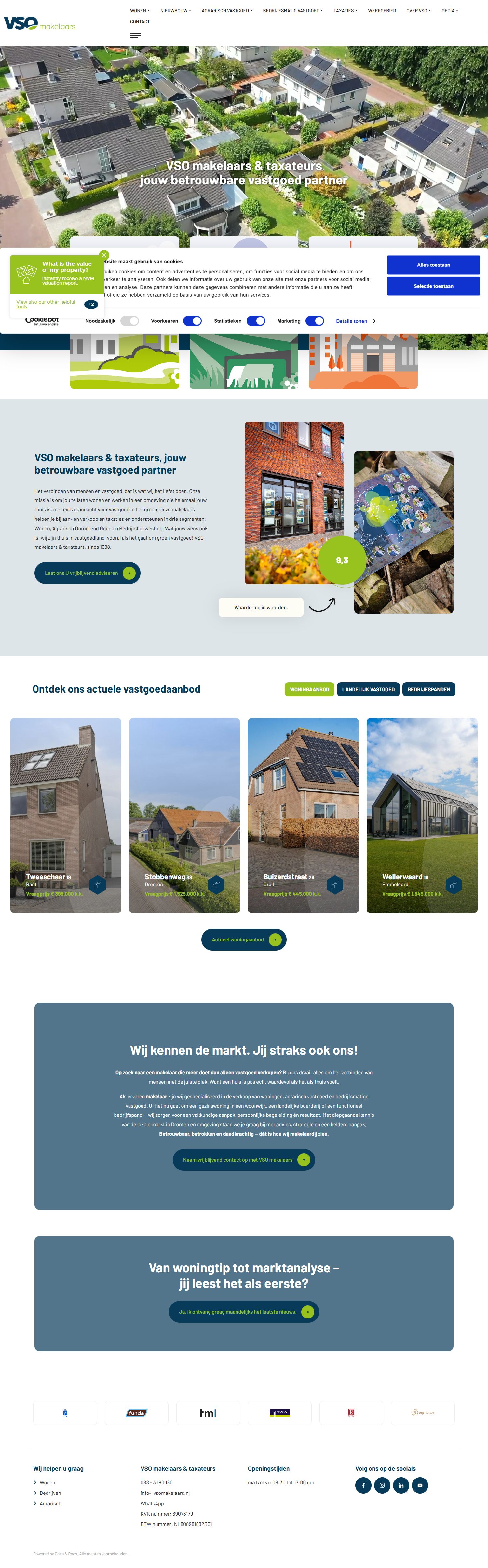 Screenshot van de website van www.vsomakelaars.nl