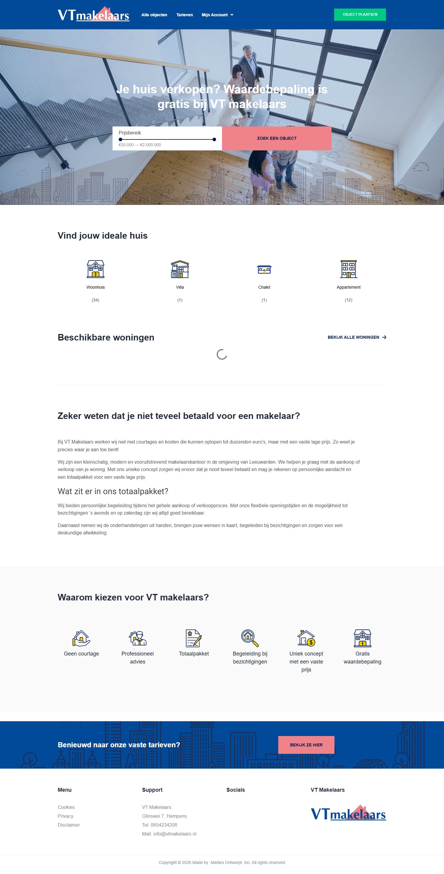 Screenshot der Website von www.vtmakelaars.nl