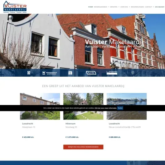Screenshot van de website van www.vuister.com