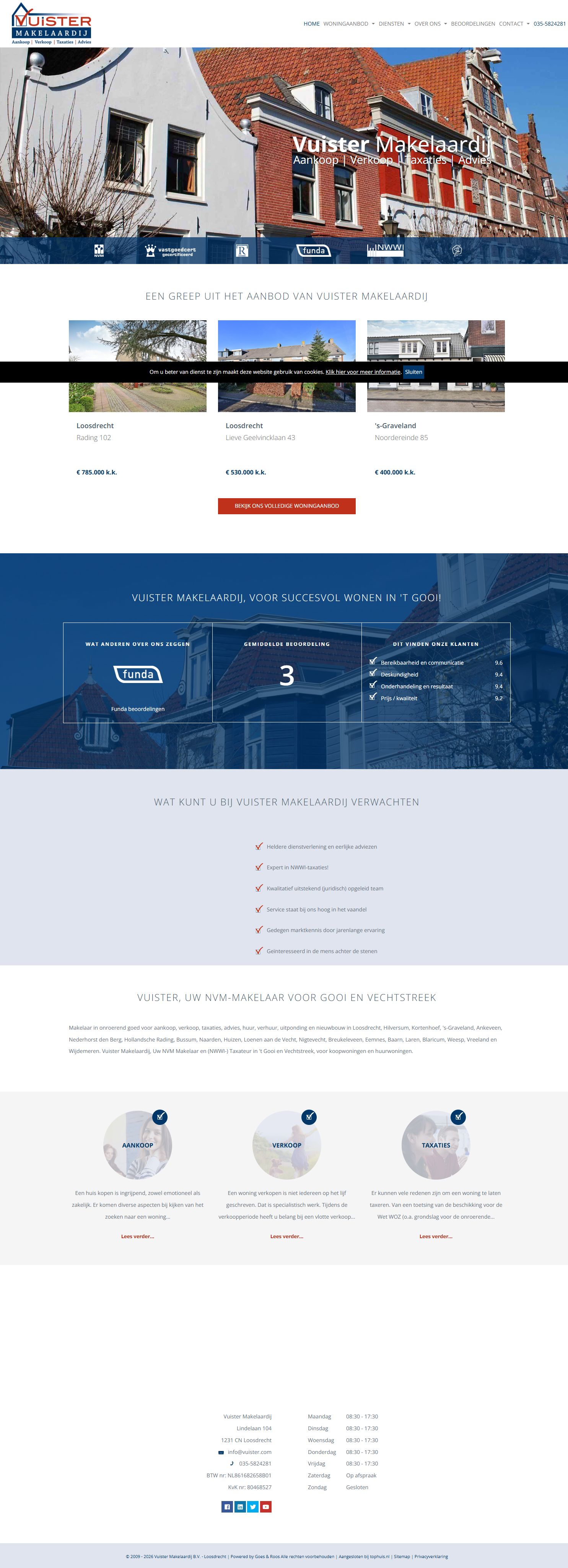 Capture d'écran du site web de www.vuister.com