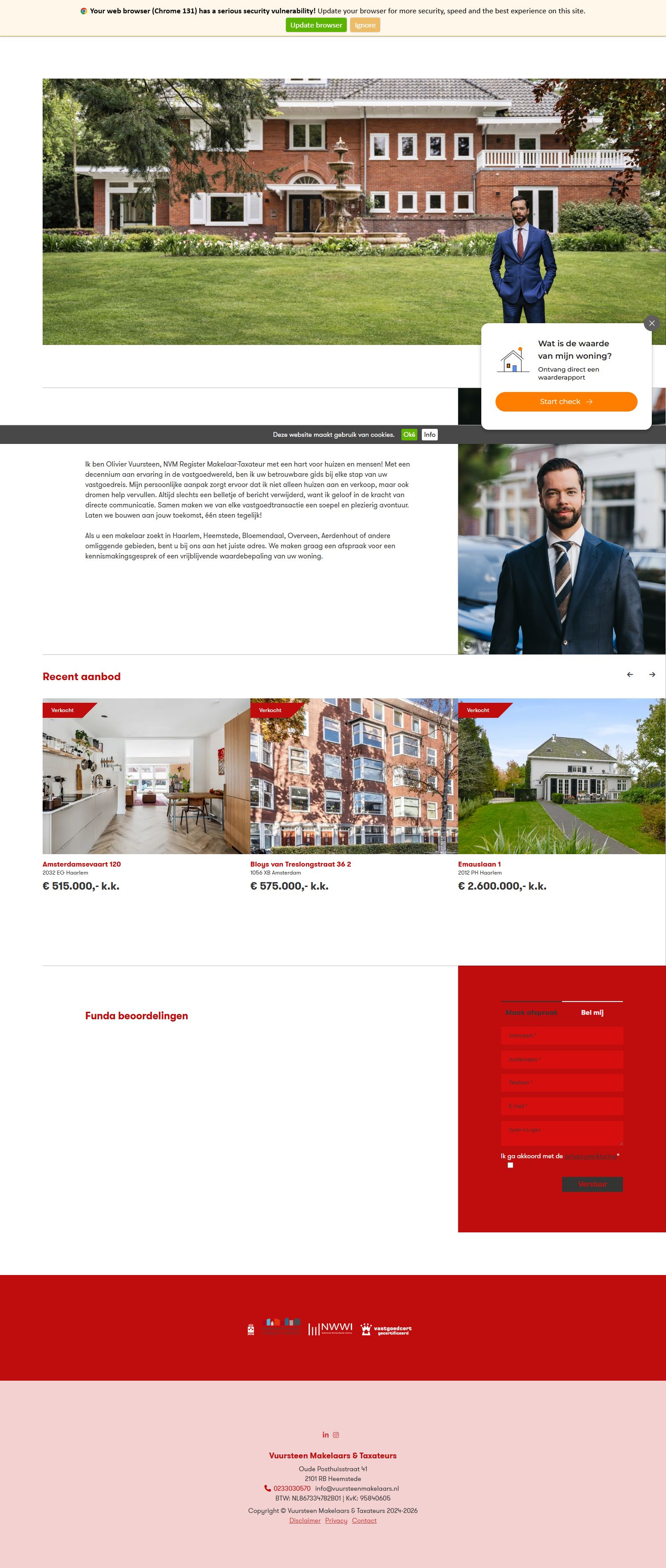 Screenshot of the website of www.vuursteenmakelaars.nl