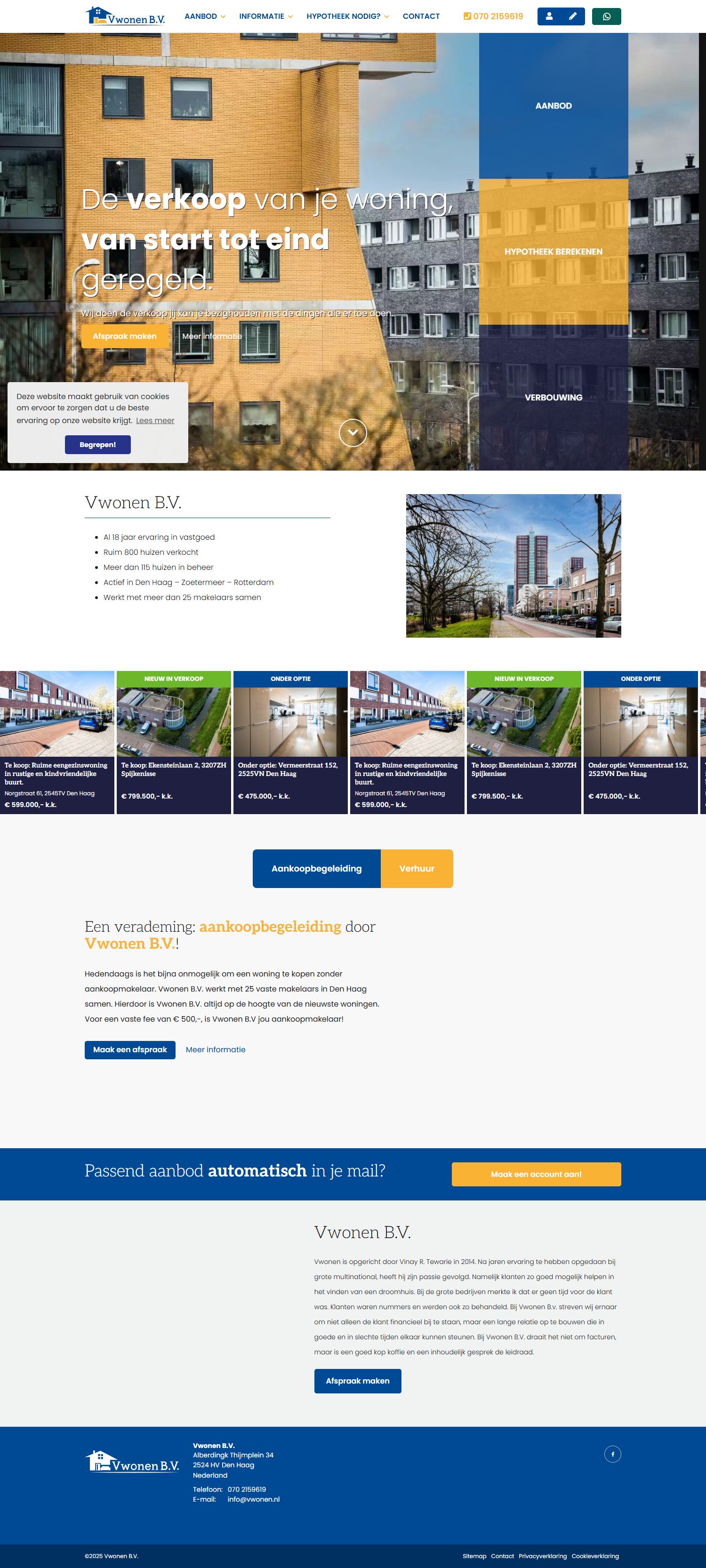 Capture d'écran du site web de www.vwonen.nl