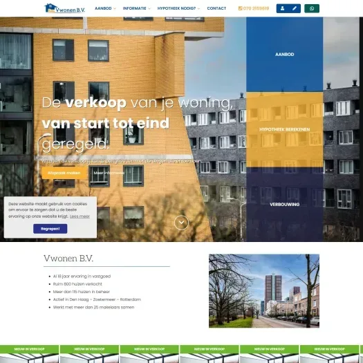 Screenshot der Website von www.vwonen.nl