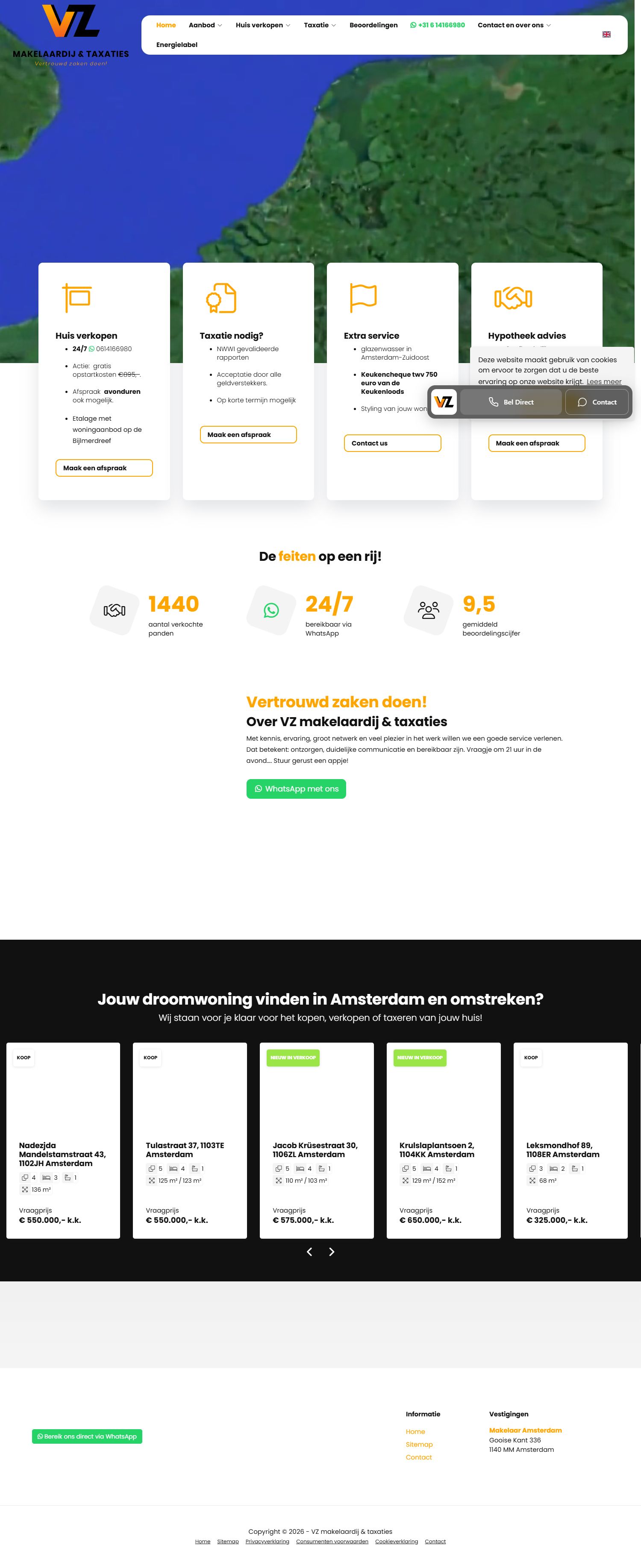 Screenshot of the website of www.vzmakelaars.nl