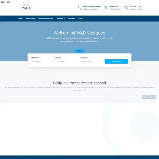 Screenshot van de website van www.wdvastgoed.nl