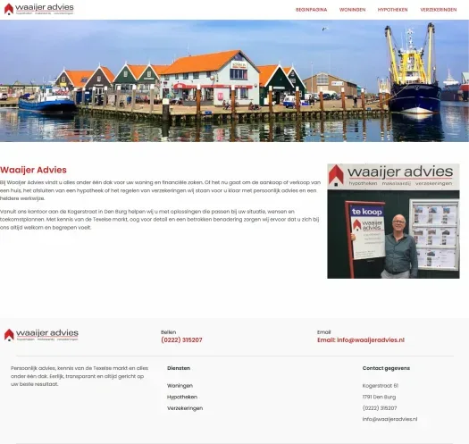 Screenshot of the website of www.waaijeradvies.nl