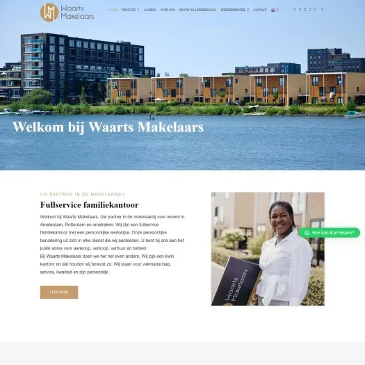 Screenshot van de website van waartsmakelaars.nl