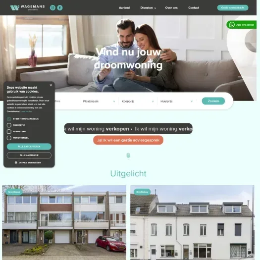 Screenshot of the website of www.wa-wo.nl