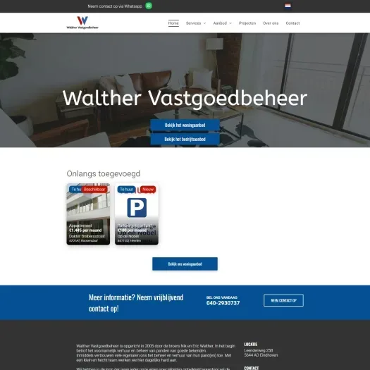 Screenshot van de website van www.walthervastgoed.nl
