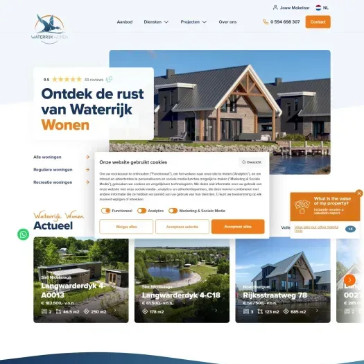 Screenshot van de website van www.waterrijkwonen.nl