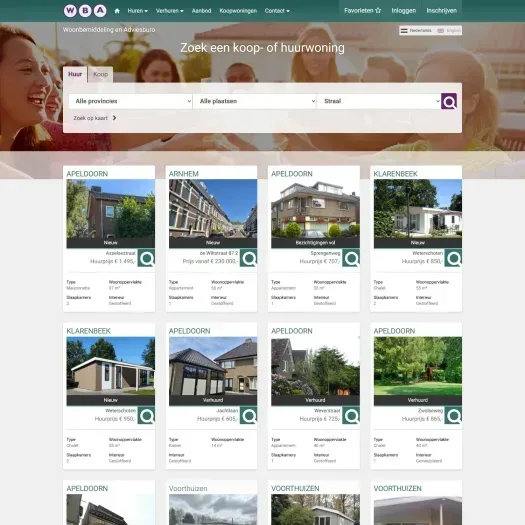 Screenshot van de website van www.wba.nl
