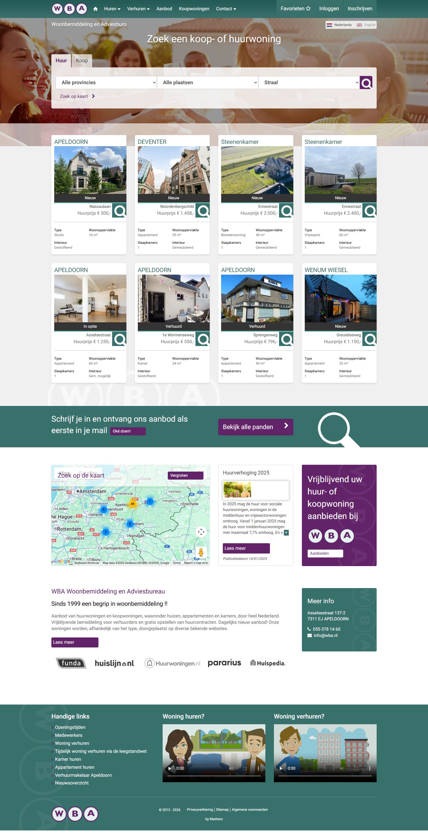 Screenshot of the website of www.wba.nl