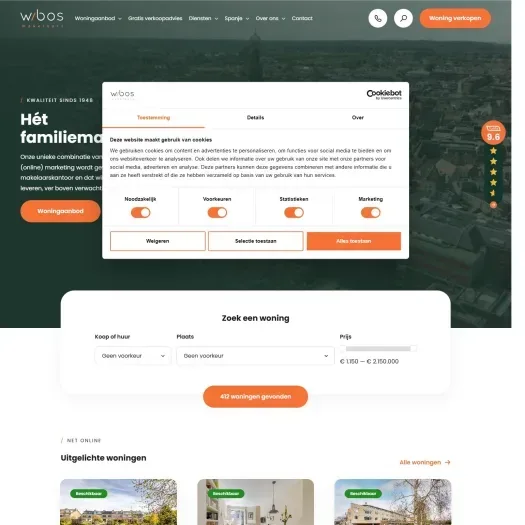 Screenshot van de website van www.wbosmakelaars.nl