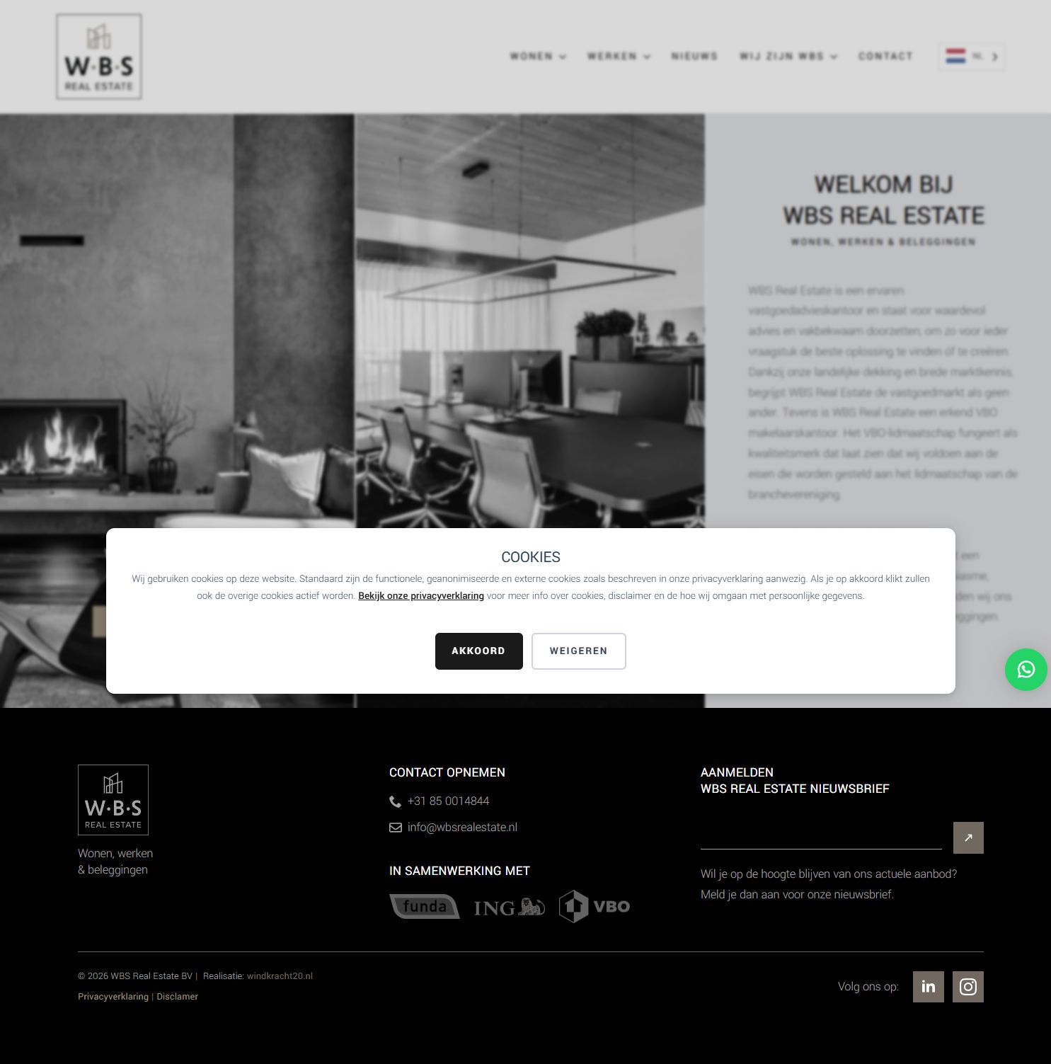 Screenshot der Website von www.wbsrealestate.nl