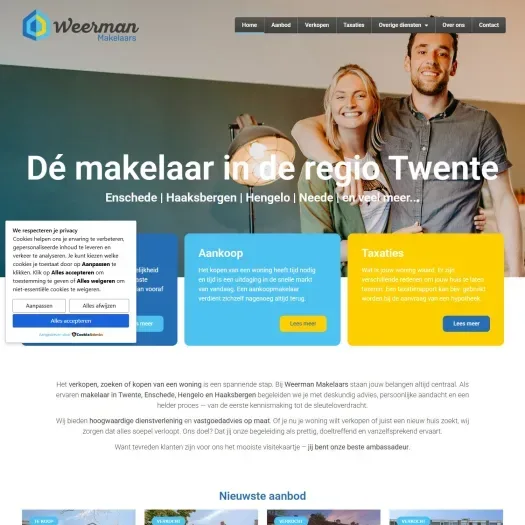 Screenshot van de website van www.weermanmakelaars.nl