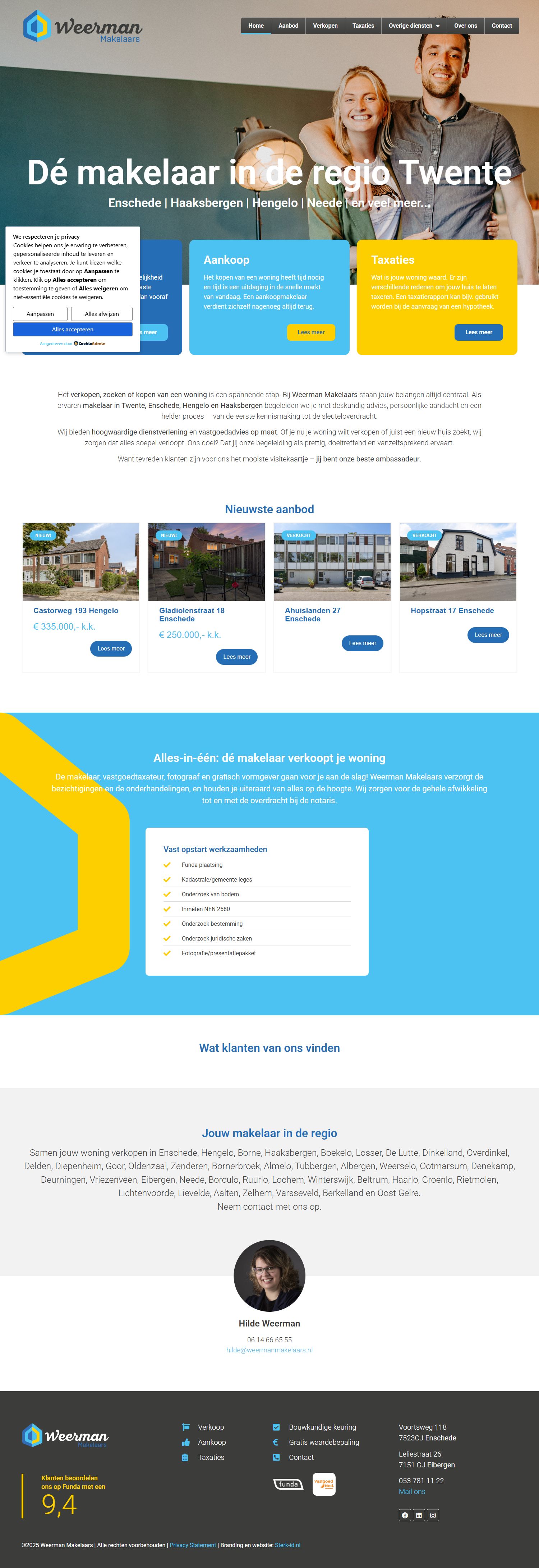 Screenshot van de website van www.weermanmakelaars.nl