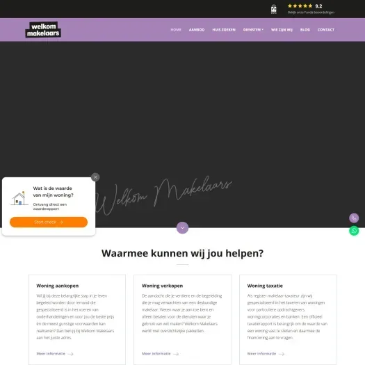 Screenshot der Website von www.welkommakelaars.nl