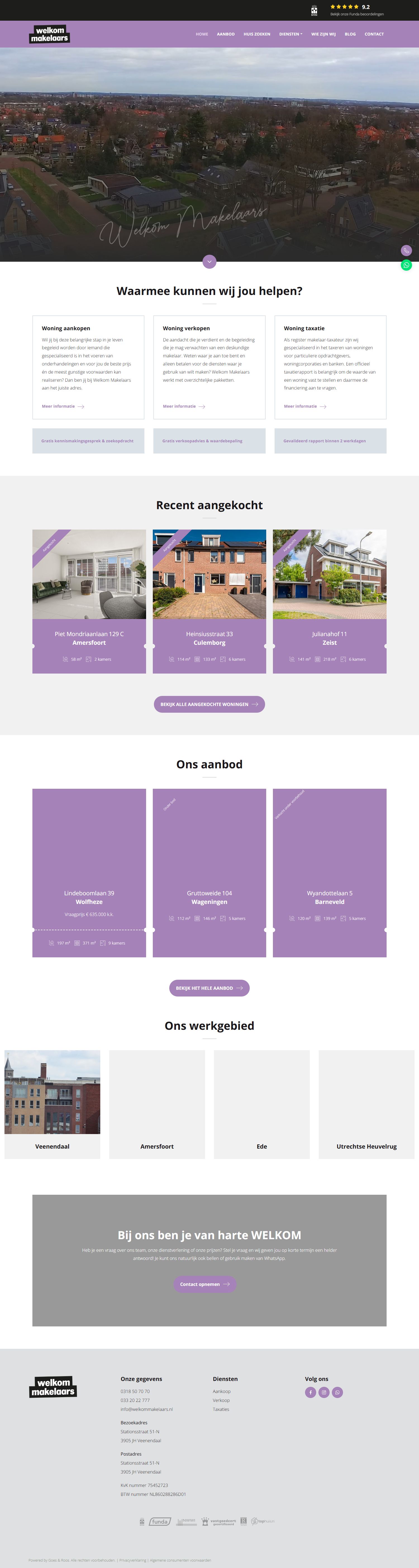 Screenshot der Website von www.welkommakelaars.nl