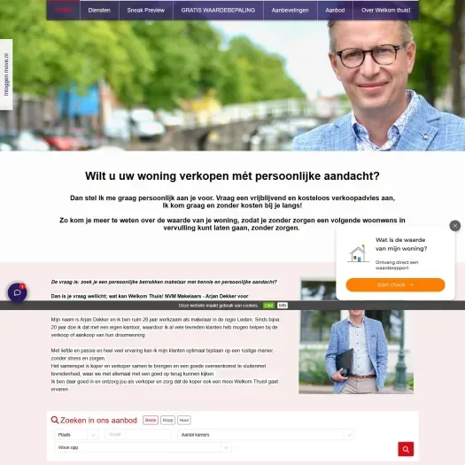 Screenshot van de website van www.welkomthuismakelaardij.nl