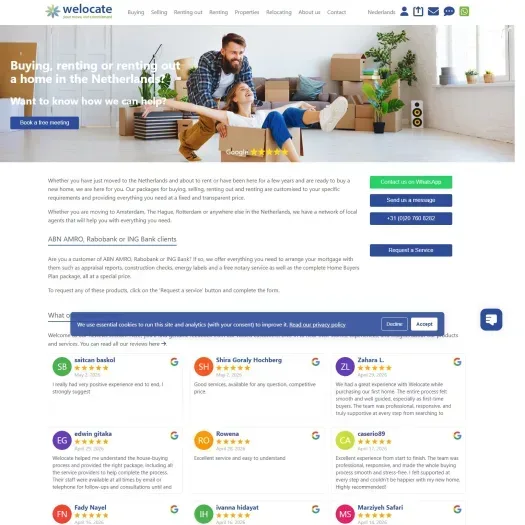Screenshot van de website van welocate.com