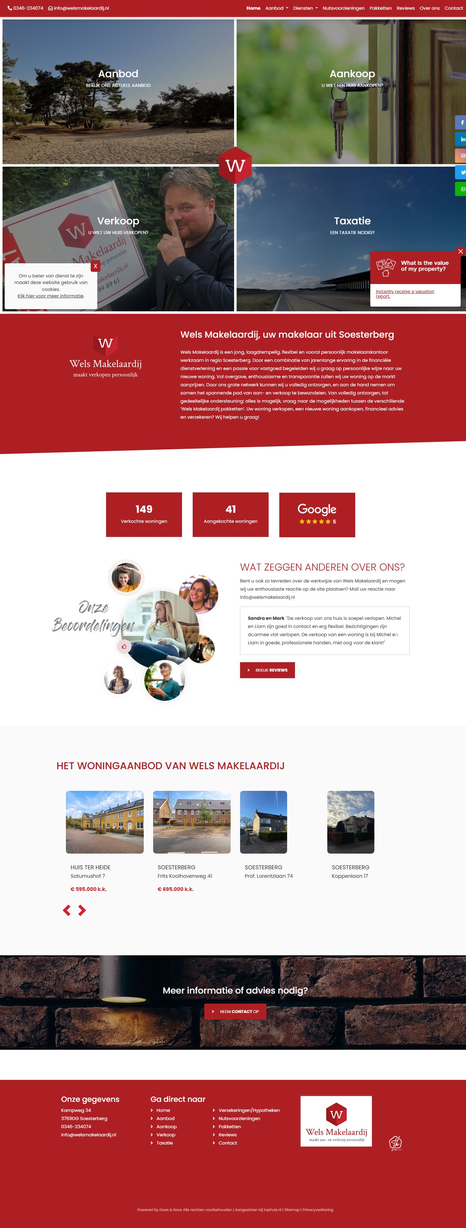 Screenshot der Website von www.welsmakelaardij.nl