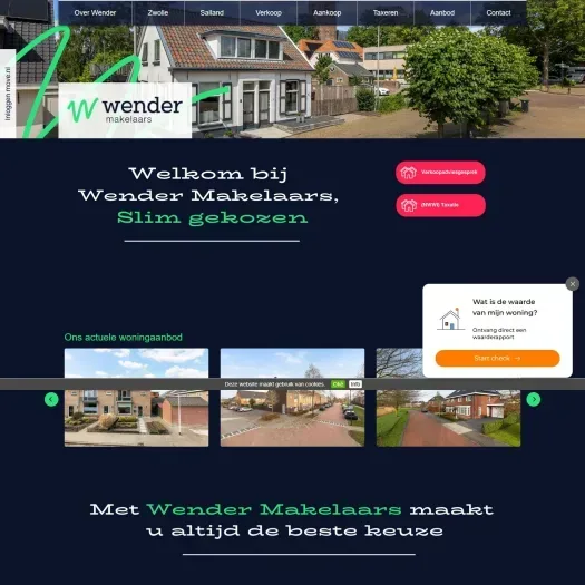 Screenshot of the website of www.wendermakelaars.nl