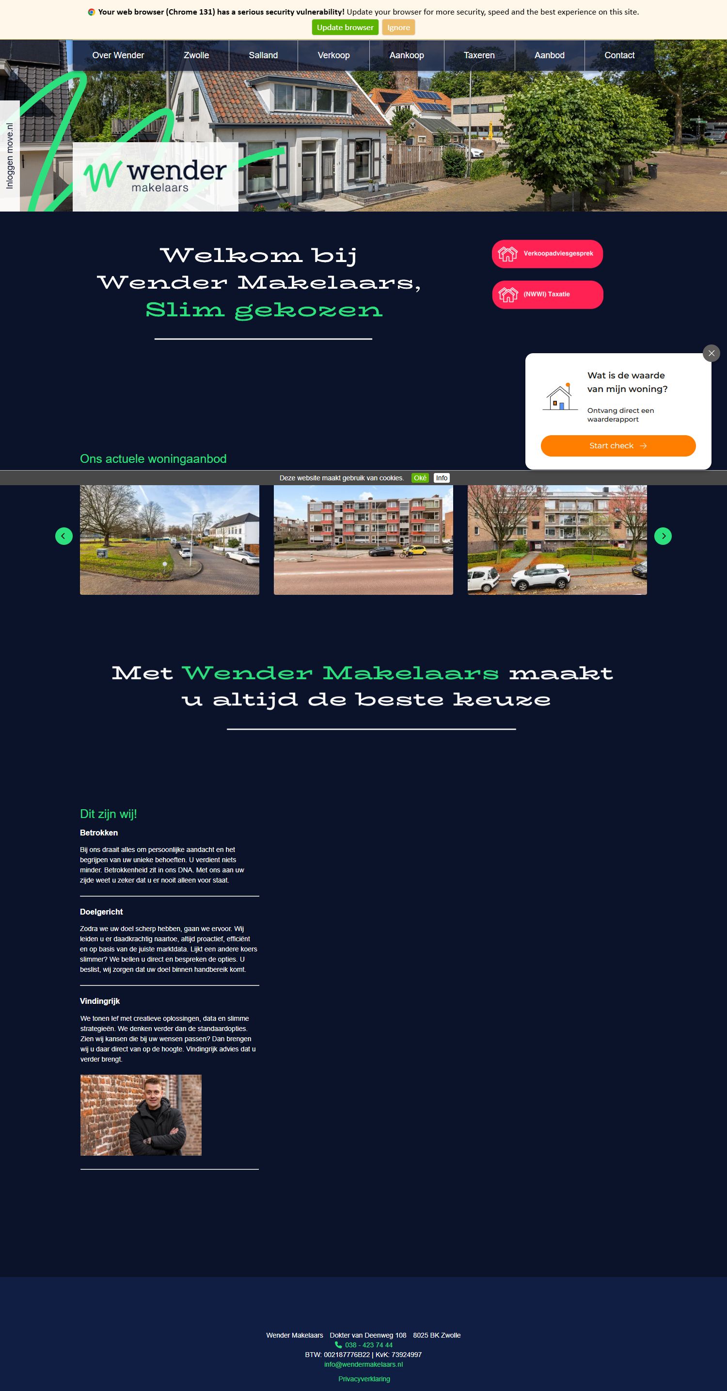 Screenshot der Website von www.wendermakelaars.nl