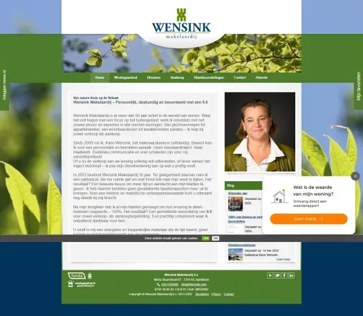 Screenshot van de website van www.wensink.com