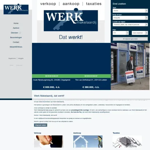 Capture d'écran du site web de www.werkmakelaardij.nl
