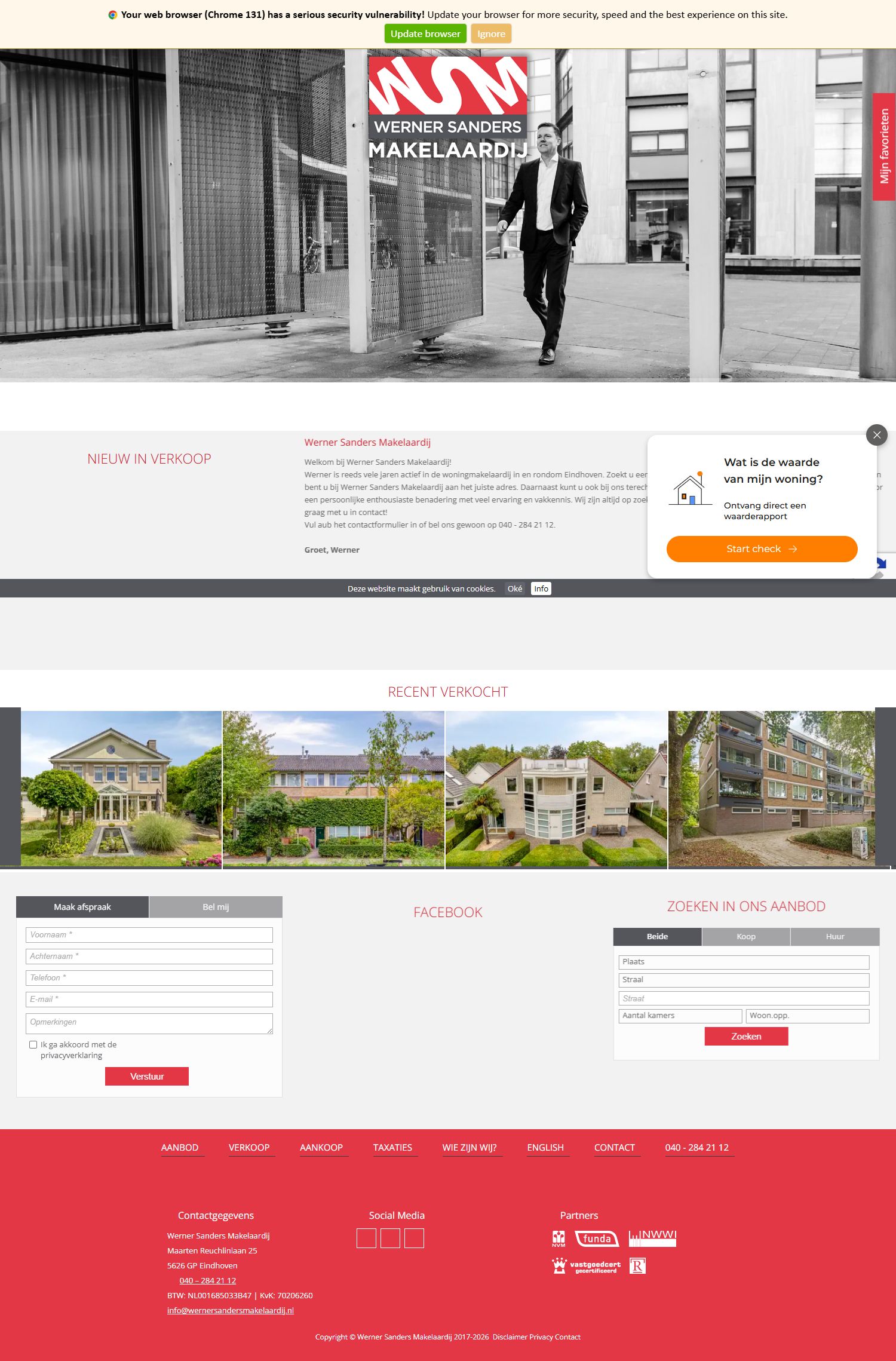 Screenshot van de website van www.wernersandersmakelaardij.nl
