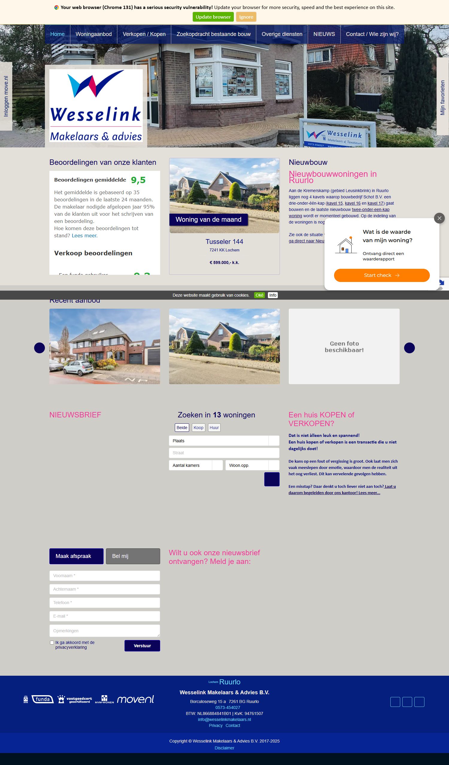 Screenshot der Website von www.wesselinkmakelaars.nl