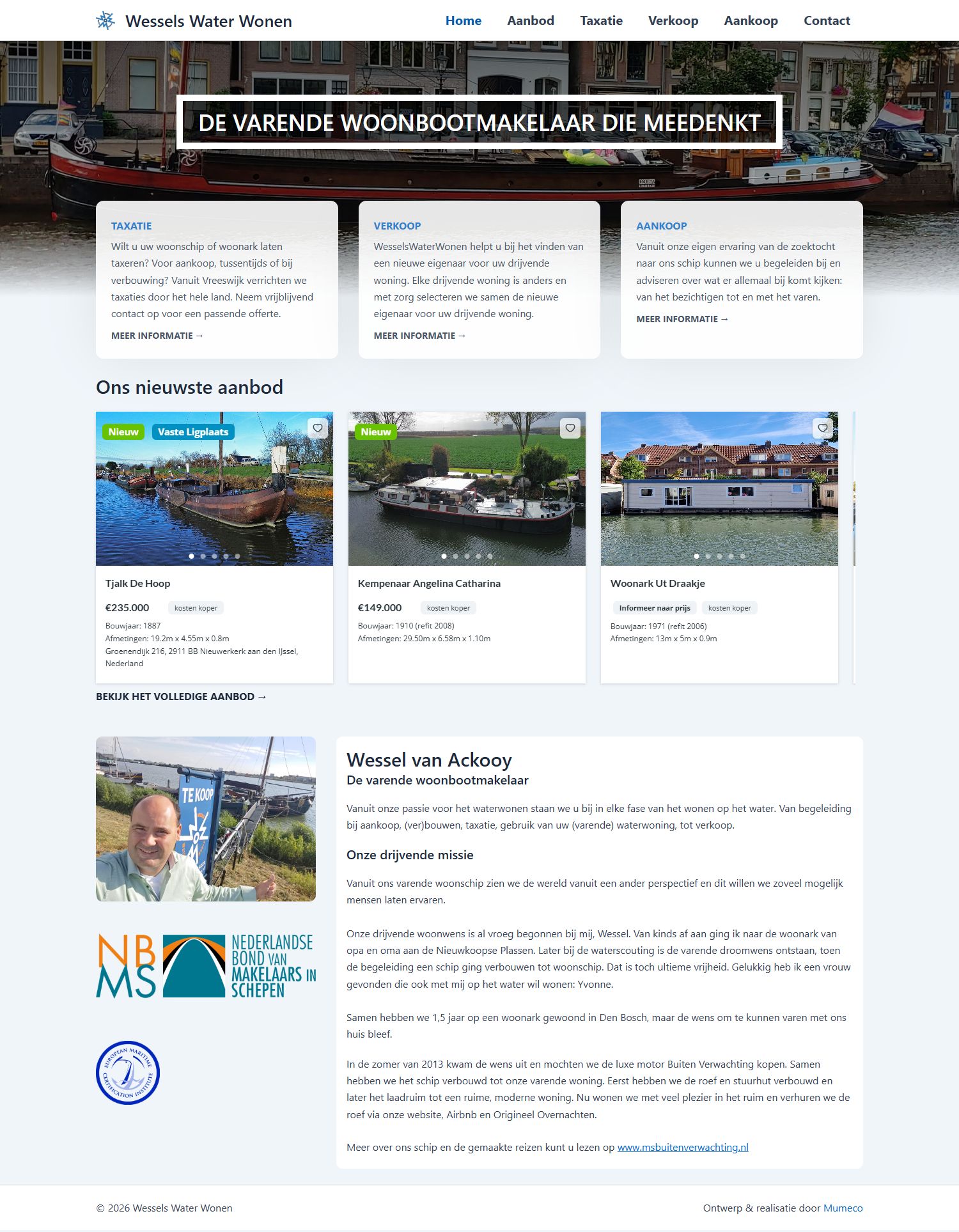 Screenshot der Website von www.wesselswaterwonen.nl