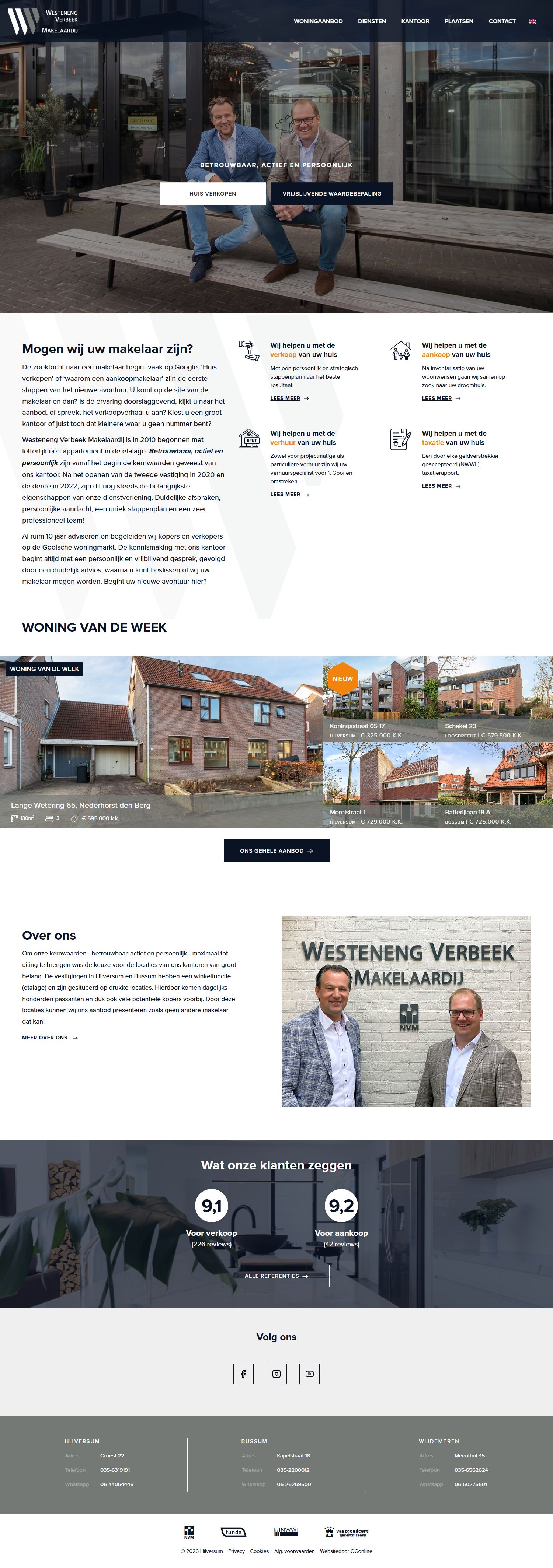 Screenshot der Website von www.wvmakelaardij.nl